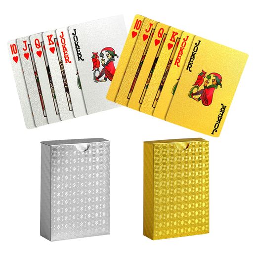 Renjzleトランプ2個セット金格子&銀格子PVC製プラスチックカード54枚x2防水耐久性マジックポーカーカー..