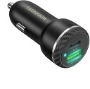 43W2ポートカーチャージャーYEONPHOMUSBCシガーソケット【PD25W&QC3.0/全金属/軽量/スマート識別/LEDライト】TypeC車載充電器しがーソケット12V/24V車充電器
