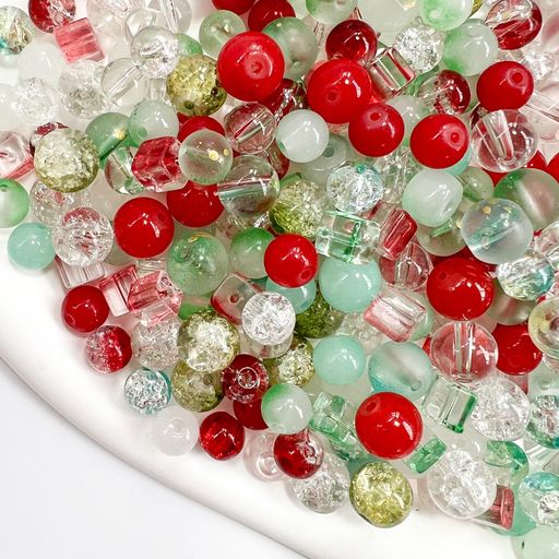 【100g大容量福袋】Harovoガラスビーズミックスセット(10mm/8mm多サイズ混入)ビーズパーツアクセサリー..