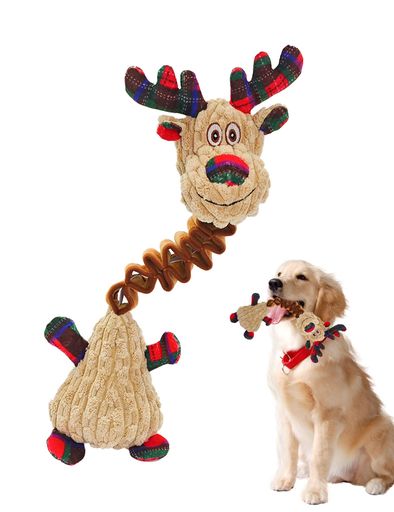 犬おもちゃ噛む犬のおもちゃ音が鳴る犬用ぬいぐるみ歯磨き犬用知育玩具投げる洗えるペットオモチャ子犬中型犬大型犬誕生日/クリスマスのプレゼント(ブラウン鹿)