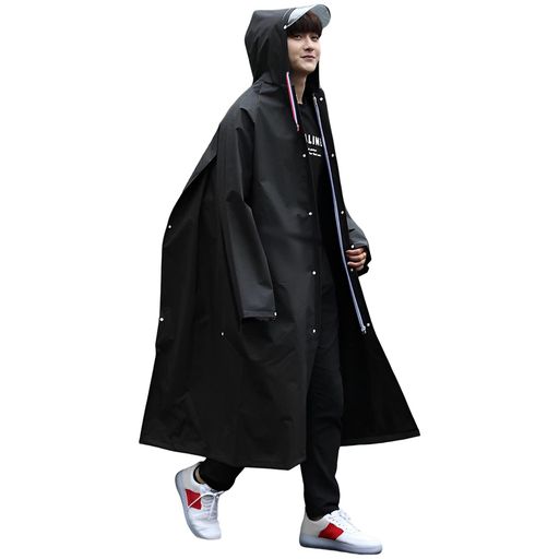 [Tumao]レインコート自転車カッパ自転車レインポンチョ雨具自転車バイクポンチョ雨合羽リュック対応男女兼用厚手生地防塵防雪防汚防風防水速乾通学通勤梅雨対策防災グッズ(Lブラック)