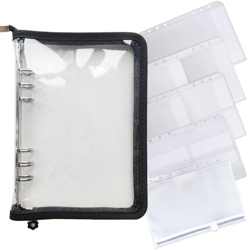 DY.2tenバインダーA56穴ポケットリフィル10枚クリアファスナーポケットa5多機能お金管理用ファイルトレ..