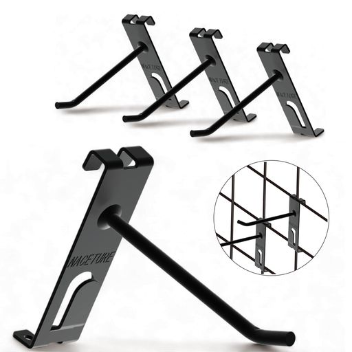 😊二重フックデザイン:前方延長の約10cm/4インチフックと上部の固定フックを備えており、同じフックに複数の物品を掛けることができます。フック自体はいつでも取り外しや交換が可能で、展示において非常に高い柔軟性を提供します。 🌟安定した吊り下げ:10cmの長さを持つフックが15°上向きに傾いて設計されており、掛けた物がフックから滑り落ちるのを効果的に防ぎます。 🔒優れた品質-高品質の合金鋼で作られており、9kgまでの重量に耐え、曲がったり壊れたりしません。黒の酸化仕上げにより、滑り止め、防錆、耐腐食性があり、耐久性を保証します! 🔄多用途で便利-グリッドウォール棚、小売スペース、ガレージ、キッチン、バスルームなど、どんな場所でも当社のグリッドウォールメタルフックは完璧な解決策です。衣類、キッチン用品、道具、タオルなどのディスプレイに最適です! 🛠便利なツール:市販のほとんどのディスプレイパネルに使用できて、工具なしで簡単に取り付け・取り外しが可能です。