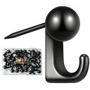 5WYOUKE【30個入】石膏ボードフック画鋲フックピンフック耐荷重約5KG壁傷つけないおしゃれブラックミニ目立たない押しピン賃貸絵画額縁時計カレンダー飾り用壁掛けフック石膏ボードベニヤ板木用フック(3)