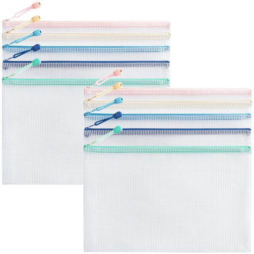 SeiunnA3ファイル袋ドキュメントバッグ【5色10個入り】メッシュケース防水書類図面領収書新聞雑誌書類..