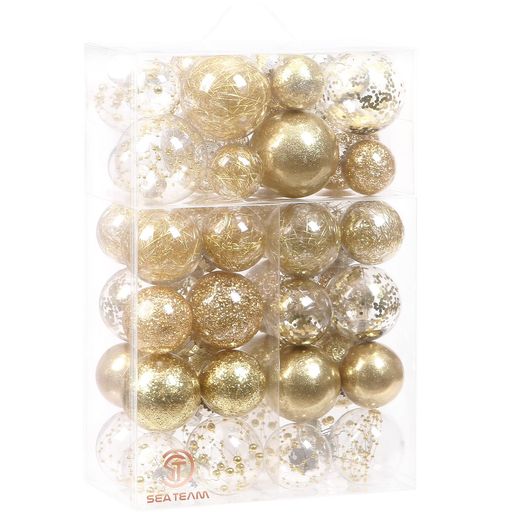 SeaTeamクリスマスボールオーナメントクリスマス飾りボール48個豪華セットクラシッククリスマスボール..