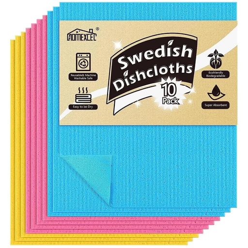 HOMEXCELセルロースクロスシート10枚キッチン台拭きスポンジ油汚れ強力吸水速乾キズつけない約17.78x15..