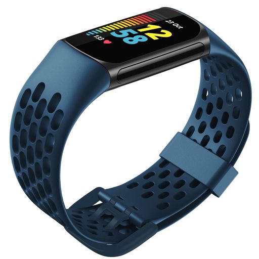 FitbitCharge5バンドシリコン製ソフトバンドCharge5専用ベルト通気バンド防水スポーツバンド交換用ストレッチバンドストラップForFitbitCharge5(ネービーブルー)
