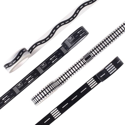Rakuten - YUBXマスキングテープ4個セット和紙テープ道路車線鉄道超ロングDIYクラフト子供のおもちゃ手帳プランナースクラップブックラッピングプレゼント装飾(15mmx10m)
