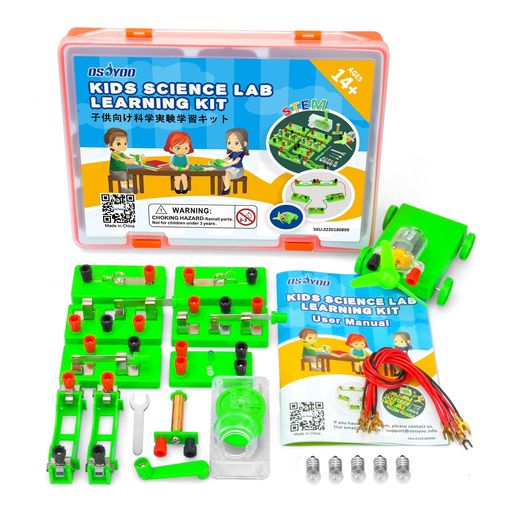 直列回路と並列回路の基本実験以外にも磁石やDCモーターを使った理科の実験が再現できます。もう少し深く学びたい・学ばせたいお子様にもお勧めです。 自宅で予習や復習するのに最適な電気回路・電子回路キットです。理科や科学の授業で学んだ内容を自宅で何回も再現して理解を深めることができます。 イラストマニュアルが付いているので、小さいお子様を始め、理科が苦手な人や、興味はあるがちょっとという人も、入門キットとして手にとってもらえやすい作りとなっています。 電気は身近な存在なので、生徒の内から危険性と利便性を正しく学ぶことが大切です。電気の仕組みを勉強することで、科学や数学、問題解決の方法を学ぶことができます。STEM教育のスタートにぴったりの教材です。 対象年齢:15歳以上。夏休みや冬休みにゲームなどの遊びも良いけど、一歩一歩の積み重ねが学力の底力を高めます。理系脳を養うためにお子様のプレゼントに最適な知育玩具です。