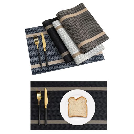 GreenGeeランチョンマット4枚セットマットテーブル30x45cm四角PVC製花柄テーブルマット食卓飾り防汚断熱水洗いOKお手入れ簡単滑り止め摩擦耐える華やか雰囲気プレースマット家庭用レストラン