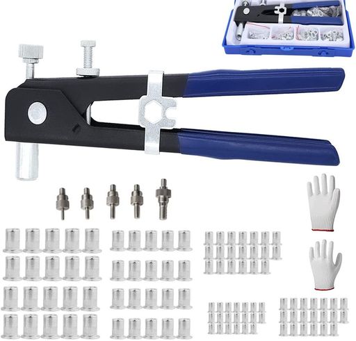 樂天商城 - Breezliy109個リベット工具セットハンドリベッターセットネジ付きリベットナットリベットスパナナット栓心軸5件ネジインサートツールM3/M4/M5/M6/M8