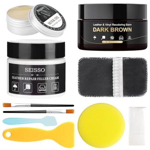 SEISSO革補修靴クリームレザークリーム革ソファー補修革色落ち補修ミンクオイル革用革用塗料革補修パテソファ補修財布補修ベルト補修ブーツ補修バッグ補修革補修キット(レッドブラウン)
