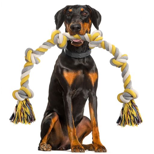 XXL大型犬おもちゃロープ6ノット犬玩具ロープほぼ壊れない100cmストレス解消100%コットン犬噛むおもち..