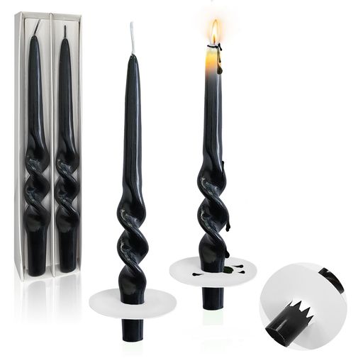 9.3インチ手作りテーパーキャンドルろうそく2個スパイラルキャンドルドリッププロテクタ付きロウソクホ..