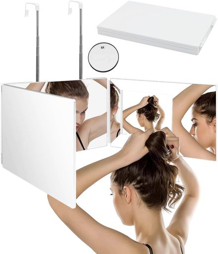 Eastbury三面鏡セルフカット【後頭部が見える・360°角度自在調整】化粧鏡卓上0-52cm高さ調節可能折りたたみ可能立体三面鏡広い視野角セルフカット壁掛けミラー高精細HD鏡化粧鏡折りたたみ…