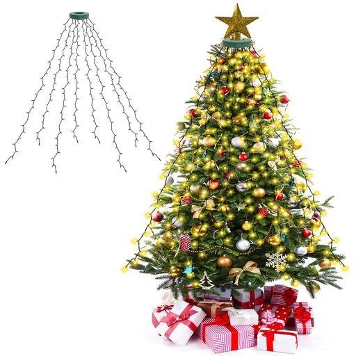 CSHARE LED イルミネーションライト USB式 クリスマスツリーライト 2M 8本 280球 クリスマスツリーライト LEDイルミネーション リモコン制御 メモリー機能 8種点灯モード タイマー機能