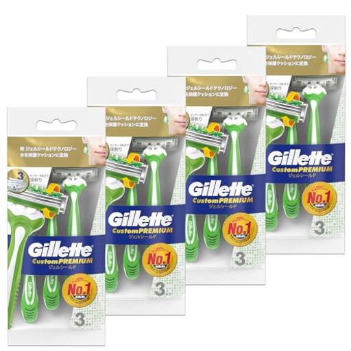Gillette ジレット カスタムプレミアム ジェルシールド 使い捨てカミソリ 12本 髭...