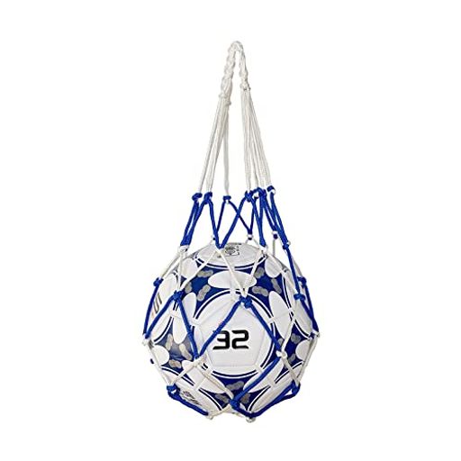 ALLVD収納サッカー/バレーボール/バスケットボール用簡易ボールバッグ網袋持ち運び保管用(ホワイトブルー)