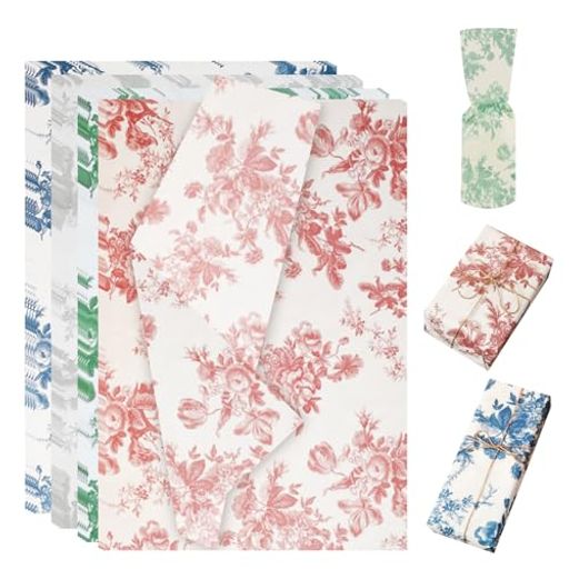 seimeinoki薄葉紙包装紙ラッピングペーパー76x50cm20枚大判牡丹4色おしゃれ緩衝材紙フラワーズ包装ペー..