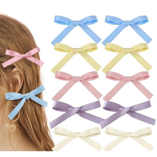 1.リボン 髪飾りサイズ:約30CM; 2.商品仕様:カラーブルー*2+ピンク*2+ベージュ*2+紫*2です+レッド*2/10個入り 3.材質:弓のヘアクリップは金属クリップと柔らかい素材で作られています。 女性や女の子に適しており、快適に着用できます。 4.シンプルで使いやすい:クラシックな弓要素のデザインは非常に繊細でエレガントです。 髪に長いテールリボンを付けると、よりエレガントで魅力的に見えます。 さまざまなシーンや日常使いに適しています。