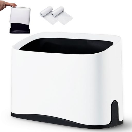 スタイリッシュでミニマルな小型専用ゴミ箱1.5リットル北欧ミニマリストゴミ袋が見えない二重構造のフタなしゴミ箱省スペースキッチン、リビング、トイレ、部屋、バスルーム用