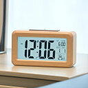 デジタル目覚まし時計電池式木製置き時計温度検出電子時計持ち運びが容易、寝室、ベッドサイドテーブル、机、オフィス、子供、家族に適しています(ベージュ)