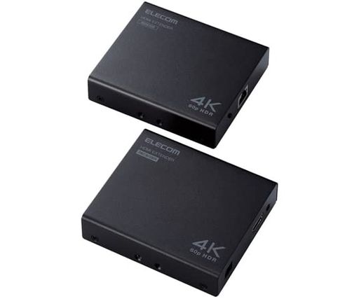 エレコムHDMIエクステンダー(4K60Hz対応)最大70mの延長長距離伝送HDMI2.0b対応HDCP2.2対応PoE対応【数台のディスプレイへの接続も可能】18GbpsメタルVEX-HD4KP1001A