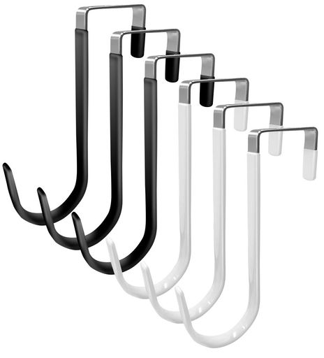 6個セットアハンガードアフックフックドア吊りドアハンガーフックドア掛けア吊り帽子掛け服ネクタイタオルバッグ小物玄関頑丈な金属製収納取付け簡単(3黒3白)