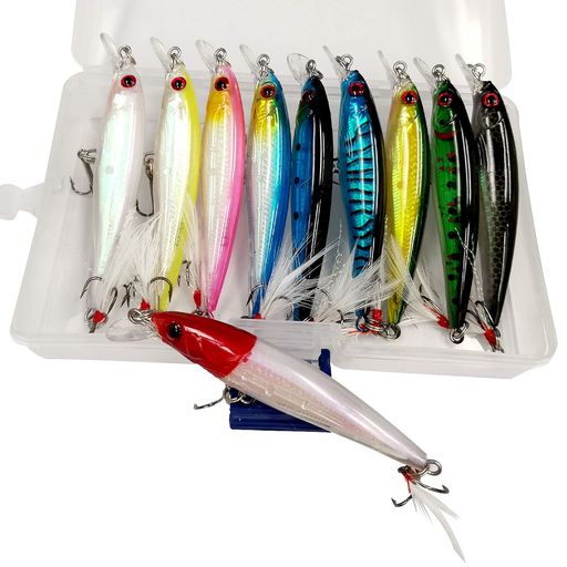 ルアーセットミノーシンキングミノーフィッシングルアーセットペンシルベイトビーズ内蔵爆釣りシーバスヒラメシンキングミノーダブルフック(10本セット)(マルチカラー)