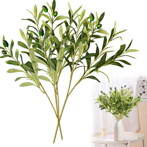 Bacucineオリーブの葉造花6本セットオリーブ人工観葉植物48cmフェイクグリーンオリーブの枝観葉植物プラスチック人工オリーブの枝インテリア卓上リアル花束ブーケホーム装飾生花みたいDI…