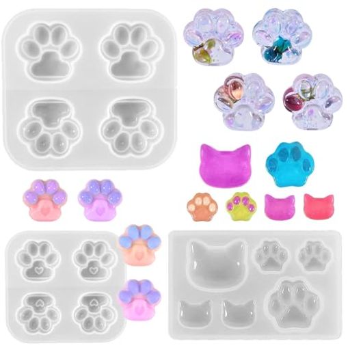 5WYOUKE猫肉球シリコンモールドレジン猫足ソフトモールド猫の肉球シリコンモールドDIY手作り樹脂UVレジ..