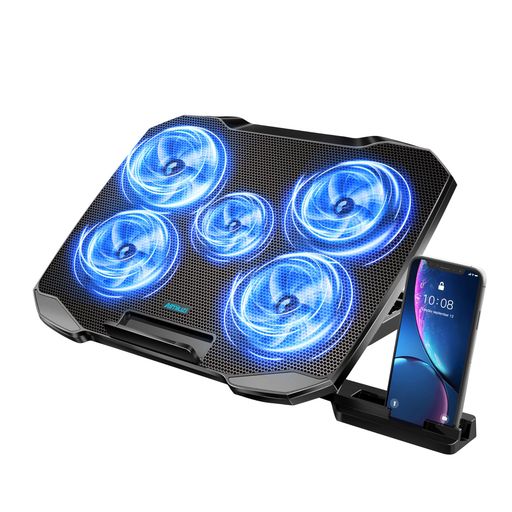 AIMIUZIノートパソコン冷却パッドノートパソコンクーラースタンド、12~15.6インチのノートパソコン用ラップトップファン冷却パッド、静かなファン5つ、5つの角度調節可能なラップトップ…