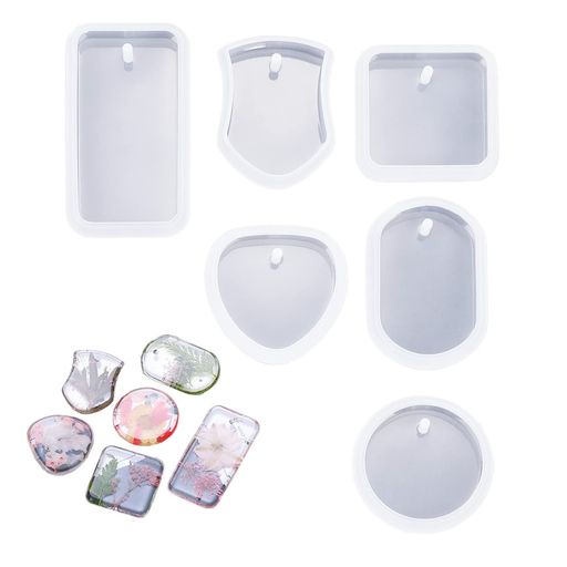 PureSinoレジンシリコンモールド穴あきレジンモールドシリコンモールドレジンソフトモールド丸長方形正..