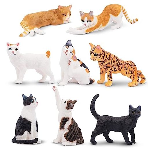 TOYMANY8PCS猫フィギュア動物フィギュアかわいい猫リアルな動物模型猫モデル人気動物玩具誕生日プレゼントクリスマス新年飾り物コレクション6歳以上