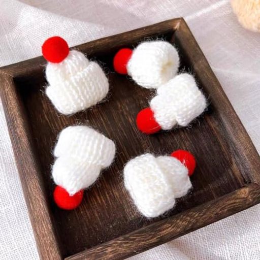 [ZOUZJUN]ニット小さなクリスマス帽子10個ミニクリスマス帽サンタクロースキャップかわいいクリスマス帽子頭飾りパーティーの好意DIY手作りアクセサリー手芸用(白)