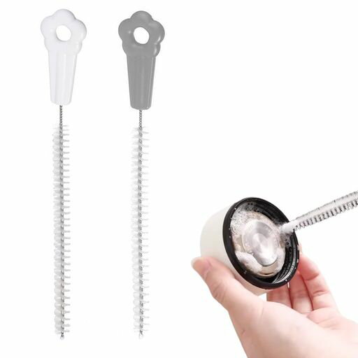 サムコスステンレス製洗浄ブラシナイロンストローブラシ哺乳瓶ブラシ再利用可能自由に曲がる隙間用飲用..