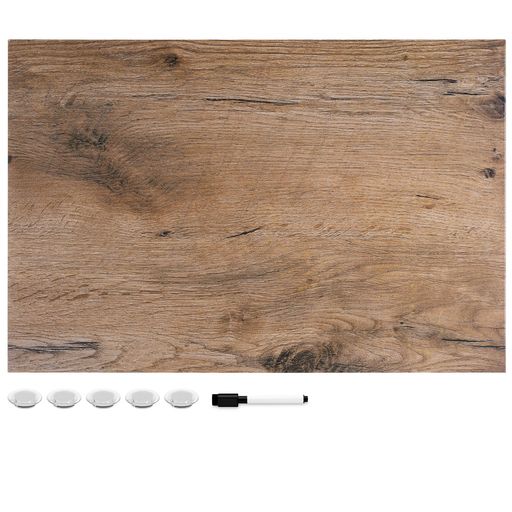 Navarisマグネット式ホワイトボード-16x24インチ壁用装飾ホワイトボードデザイン付きマグネット5個とマーカー付き-ダークウッド