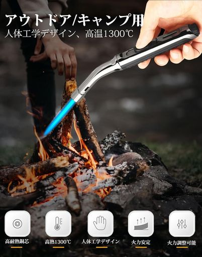 MEISHANキャンプスティックターボ充填式ターボライター注入式アウトドア用ジェットライター(ガスなし)(カーボンブラック)(4)