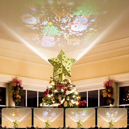2024最新ツリートッププロジェクタークリスマスライトクリスマスツリーライトプロジェクターライトツリーライトLED投光器電飾3M12W白い雪サンタクロース星雪だるま投影可能USB式3D回転サ…