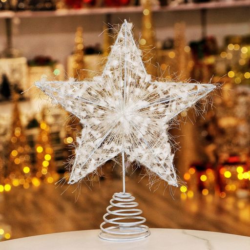 Lanitoツリートップ星LED飾りクリスマスツリートップ星ツリートップスタークリスマス20cm星3種類モードクリスマス飾り輝く星装飾品デコレーションスタークリスマスツリー飾り(白)