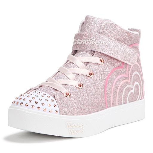ハイキング きらびやかな動きで部屋を明るく照らしていくSkechersTwinkleToes(スケッチャーズトゥインクルトーズ):ハートステップス-ハートグロウ。 ハート型モチーフが光るデザイン、ストレッチレースをほどこした光沢のある合成素材のアッパー、調整可能なインステップストラップ、パッド入りの履き口を採用したハイトップシルエット、光るラインストーンの装飾をあしらったキャップトゥが特長です。