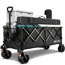 Overmont特大容量300Lアウトドアワゴン耐荷重200kgベアリング付き荷室加長キャリーワゴンキャリーカートキャンプカート長物対応大型タイヤブレーキ付き折...