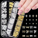VEAGIAネイルパーツネイルパーツハート2ボックス合金素材ネイルアクセサリーパーツネイルデコパーツ星月ハート花蝶結びスター王冠多種類キュートでコンパクト立体的...