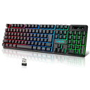 CHONCHOWワイヤレスゲーミングキーボード光る無線充電キーボード日本語配列KEYBOARDゲーミングPS4/PS5/XBOX対応2.4GHZUSB接続をサポート19キー防衝突RGB7色バックライトの変更が可能(2)