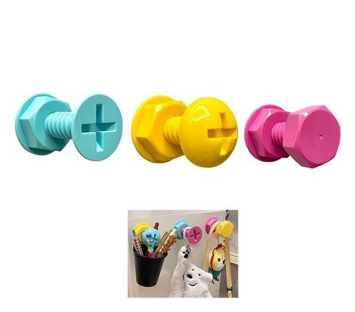 Bombinate創意デザイン螺絲釘粘着フックおしゃれ壁掛けフック(マカロンカラー)