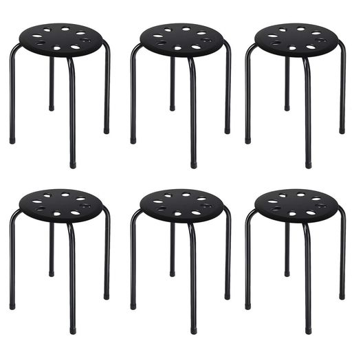 BestBuyスタッキングチェアスツール丸6脚パイプ椅子鉄製軽量積み重ね可能持ち運び便利椅子重ねられるパ..