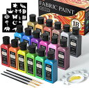 SHUTTLEART布用絵の具メタリックカラー18色セット60ML布絵の具布描き絵の具ウォッシャブル洗っても落ちないファブリックペイントペイントブラシ・ステンシ...