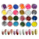 ネイルグリッターラメパウダー24個セットケース入りネイルパーツラメパウダーネイルアートジェルネイルレジン封入顔ボディデコパーツ
