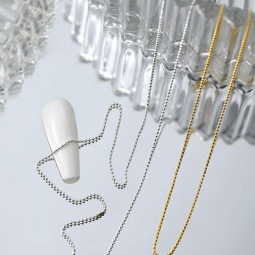 ネイルパーツネイルチェーン4本入り4種類50cm極細ボールチェーン裁断可能0.8mm+1mmネイルデコレーショ..